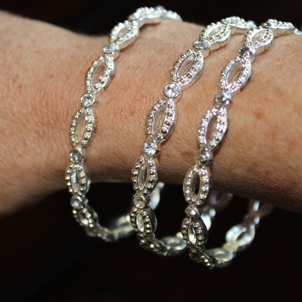 Set of Three Silver Bangle Bracelets